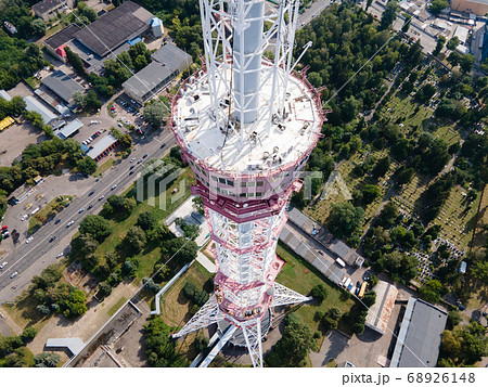 The architecture of Kyiv. Ukraine: TV tower. Aerial view. The architecture of Kyiv. Ukraine: TV tower. Aerial view. 68926148