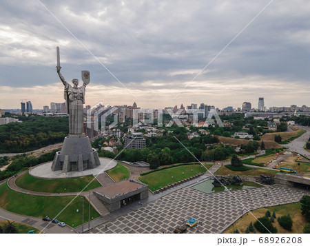Aerial view of the Motherland Monument in Kyiv, Ukraine 68926208
