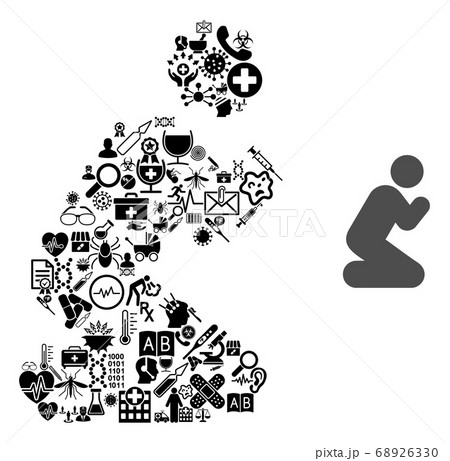 Collage Pray Pose with Health Care Items Collage Pray Pose with Health Care Items 68926330
