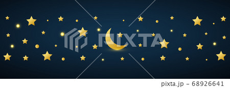 Golden crescent and star symbol on dark 68926641