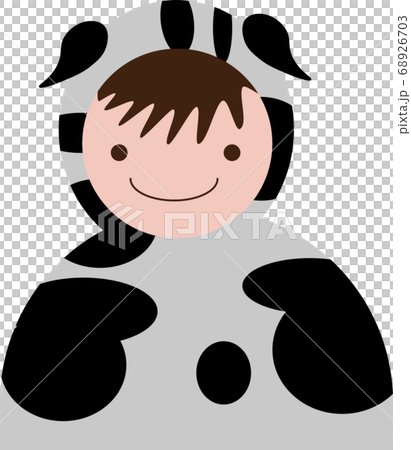 牛の被り物をした子どものイラストのイラスト素材