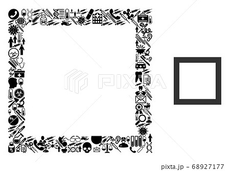 Mosaic Contour Square of Medicine Icons 68927177