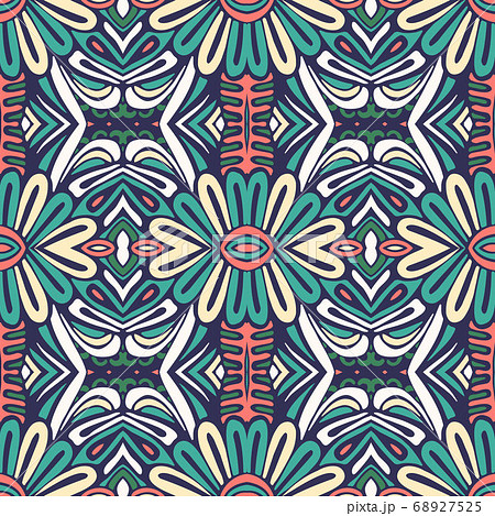 Vector Ethnic Abstract Seamless vintage pattern background ornamental. Vector illustration. Textile fabric ikat design natural colored folk art stylized 68927525