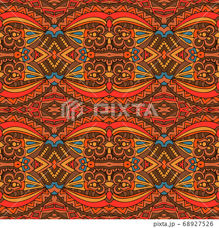Tiled ethnic boho pattern for fabric. Abstract geometric mosaic vintage seamless pattern ornamental. Tiled ethnic boho pattern for fabric. Abstract geometric mosaic vintage seamless pattern ornamental. 68927526
