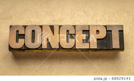 concept word abstract in vintage letterpress wood 68929143