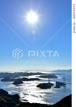 来島海峡大橋の夕日 来島海峡大橋の夕日 68929342