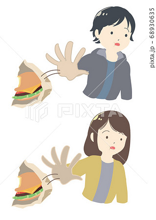 食べ物をすぐに捨てる 線無し のイラスト素材 食べ物をすぐに捨てる 線無し のイラスト素材