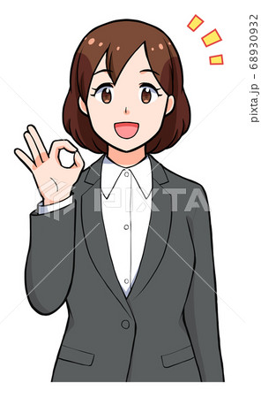 Okサインのスーツの女性のイラスト素材