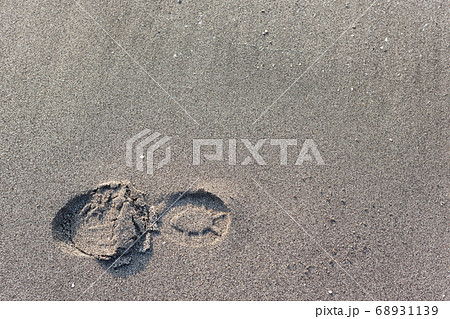 砂浜に残った足あと 砂浜に残った足あと 68931139