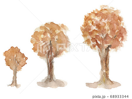 樹木3種水彩紅葉1 68933344