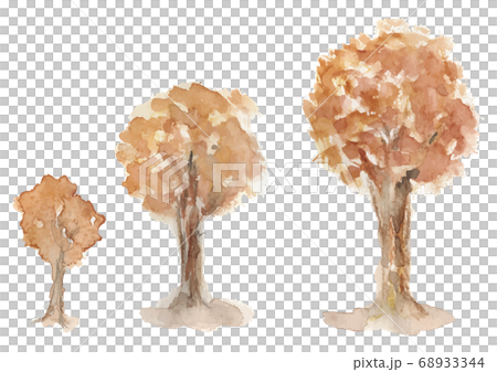 樹木3種水彩紅葉1 68933344