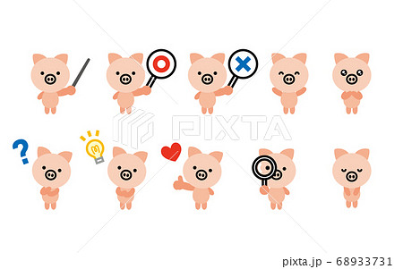 豚 キャラセットbのイラスト素材 68933731 Pixta