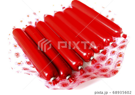 red sausage in pink plate red sausage in pink plate 68935602