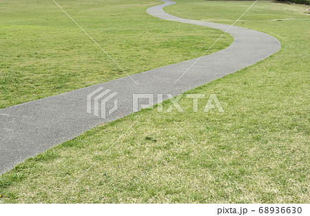 芝生の中の曲がりくねった道 68936630