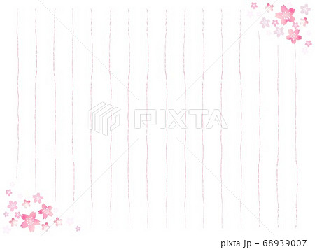 桜の花の便箋 縦書き よこ用紙 のイラスト素材