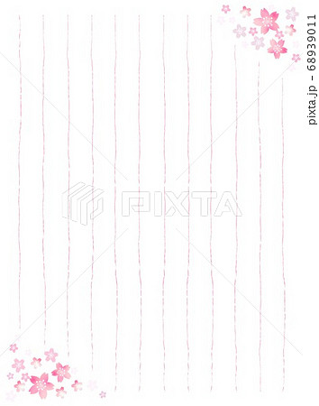 桜の花の便箋 縦書き たて用紙のイラスト素材