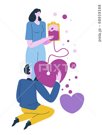 Blood transfusion, nurse with donor volunteer at clinics Blood transfusion, nurse with donor volunteer at clinics 68939388