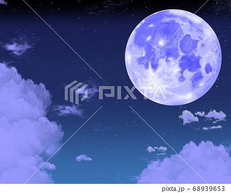リアルな青い月のイラスト素材