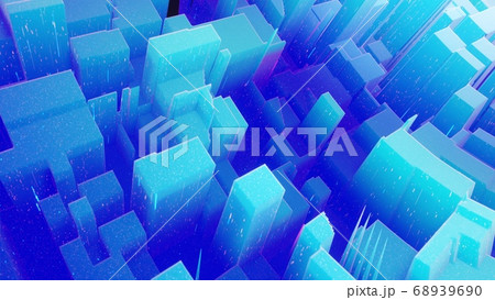 Beautiful abstract 3D background with blue gradient colors, surface with abstract waves or extruded wavy pattern on surface. Color gradient, soft matte material with glitter sparkles. 68939690
