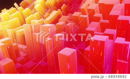 Beautiful abstract 3D background with warm gradient colors, surface with abstract waves or extruded wavy pattern on surface. Color gradient, soft matte material with glitter sparkles. 68939692