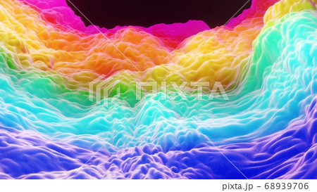 Beautiful abstract 3D background with gradient rainbow colors, surface with abstract waves or extruded wavy pattern on surface. Color gradient, soft matte material with glitter sparkles. Beautiful abstract 3D background with gradient rainbow colors, surface with abstract waves or extruded wavy pattern on surface. Color gradient, soft matte material with glitter sparkles. 68939706