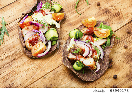 Homemade taco or bruschetta 68940178