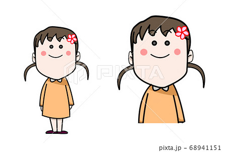 カワイイ二頭身女の子のイラストのイラスト素材