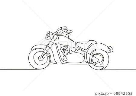One continuous line drawing of retro old vintage motorcycle icon 68942252