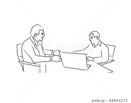 Men, hand drawing sketch. Business negotiations  68943272