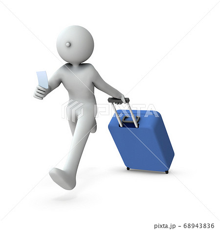 急ぎ足の旅行者。3Dレンダリング。 急ぎ足の旅行者。3Dレンダリング。 68943836
