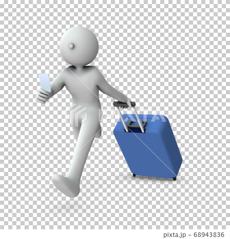 急ぎ足の旅行者。3Dレンダリング。 急ぎ足の旅行者。3Dレンダリング。 68943836