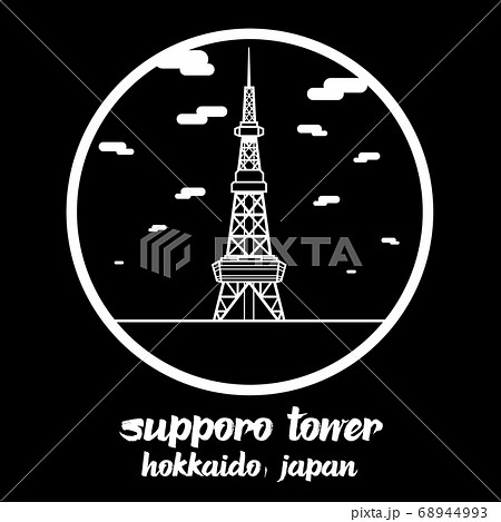 circle icon line sapporo tv tower. vector illustration 68944993
