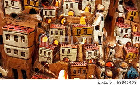 Colorful handmade traditional anatolian souvenirs at the pottery shop in Avanos, Cappadocia 68945408