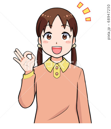 Okサインの女の子のイラスト素材