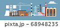 Banner horizontal industrail landscape, blue sky with clouds, plant buildings, city and factory, vector illustration 68948235
