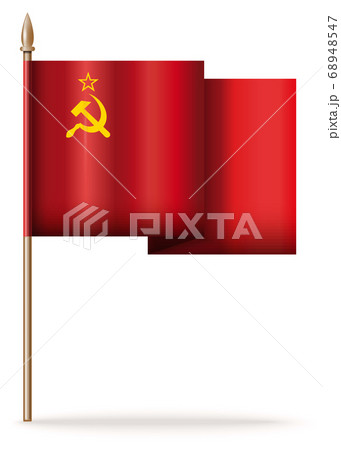 USSR flag on a wooden pole. Vector icon 68948547