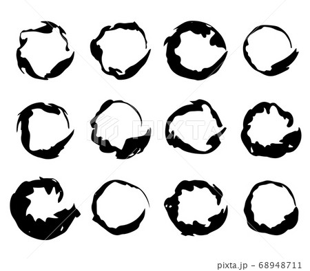 和風な円形の線素材セットのイラスト素材