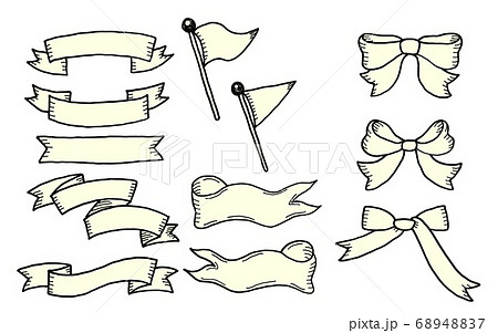 手描きリボンアイコンオフホワイト 68948837