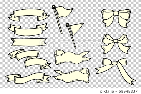 手描きリボンアイコンオフホワイト 68948837