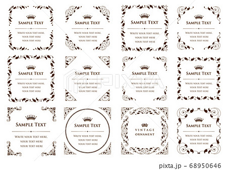 ビンテージオーナメントセット。ボーダー、フレーム。 ビンテージオーナメントセット。ボーダー、フレーム。 68950646
