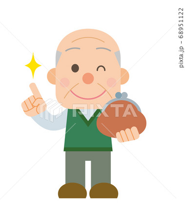 財布と笑顔のおじいさん 68951122