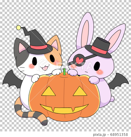 ハロウィンのうさぎとねこのイラスト素材 [68951358] - PIXTA