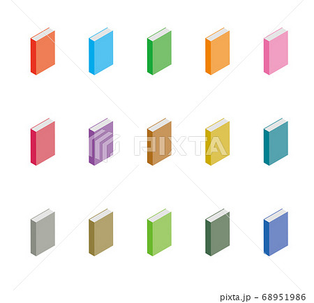 色々な色の表紙の本のイラスト素材