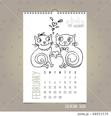 Monthly calendar with cute cat 68952579