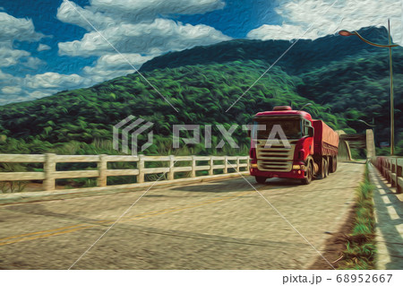 Concrete bridge on the Antas River with truck 68952667