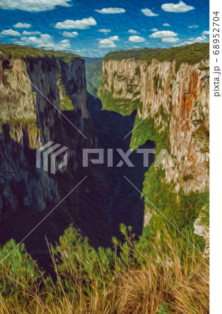 Itaimbezinho Canyon with steep rocky cliffs 68952704