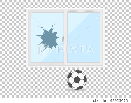 Illustration of a broken window glass with a ball Illustration of a broken window glass with a ball 68953073