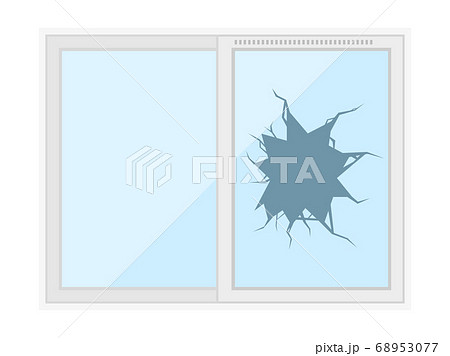 割れた窓ガラスのイラストのイラスト素材 68953077 Pixta