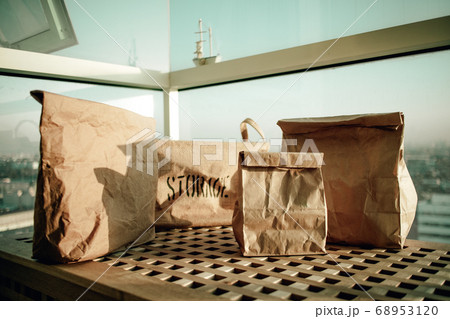 Group of storage paper bags in concept of eco lifestyle. Group of storage paper bags in concept of eco lifestyle. 68953120