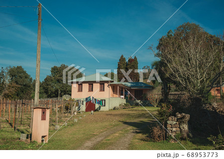 Facade with entrance on old charming cottage Facade with entrance on old charming cottage 68953773